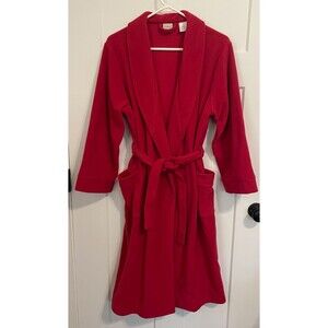 LL BEAN Girls Fleece ROBE Long Sleeves PINK Belted w/ Pockets Size XL 18